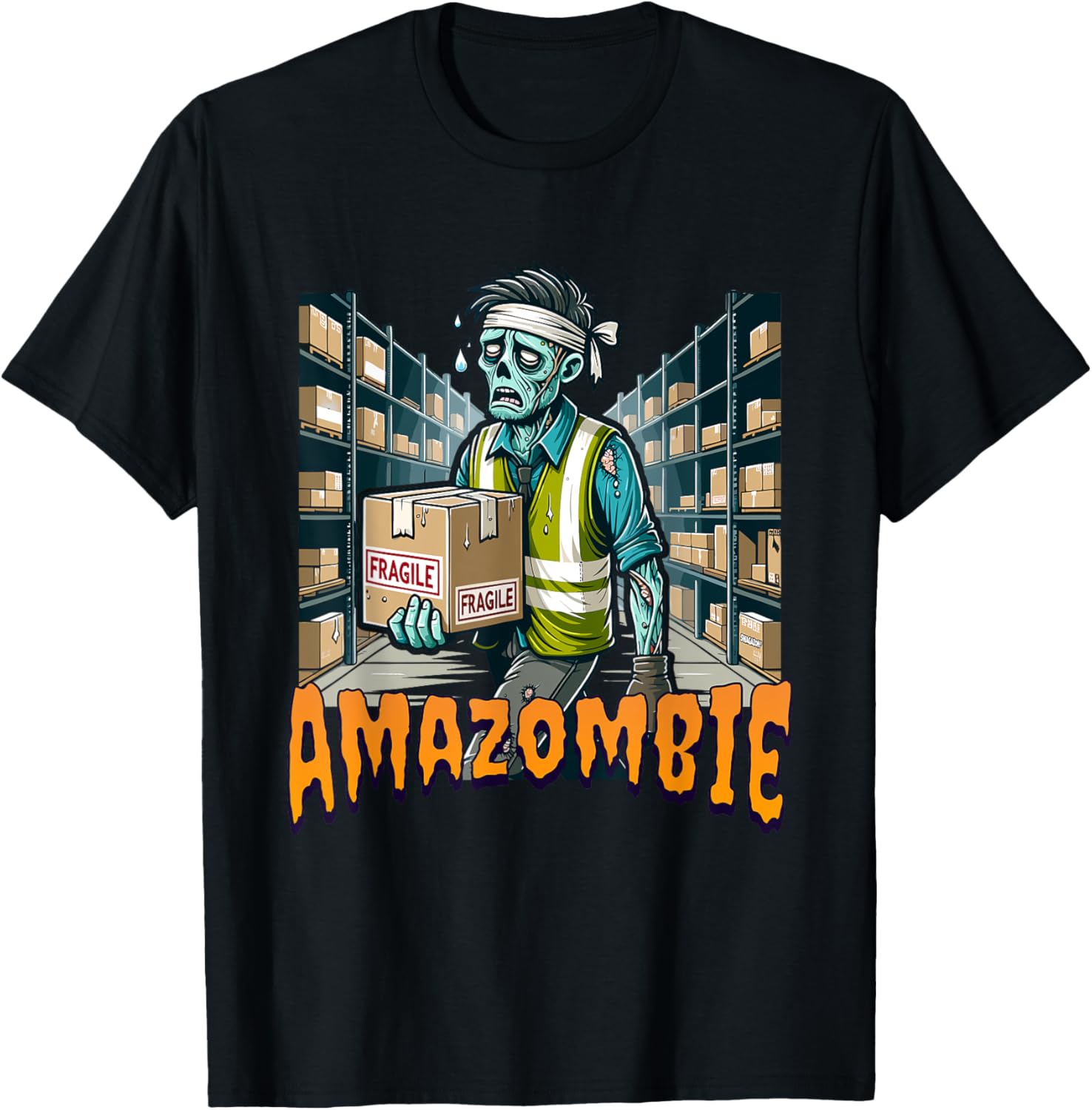 Zombie Coworker Swagazon Associate AmaZombie T-Shirt - Image 2